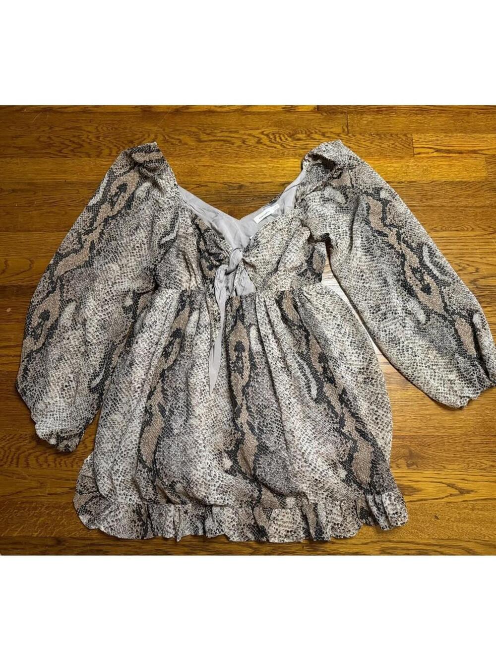 Skylar Madison Snake Print Babydoll Dress NWT Tie Front Medium